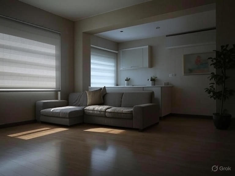 Motorized blackout roller blinds in West Bay villa
