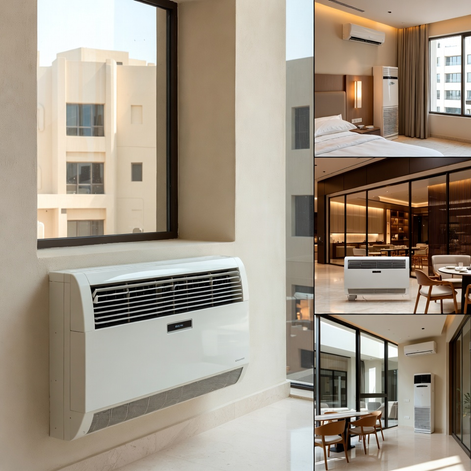 AC technician installing air conditioner unit in Doha home